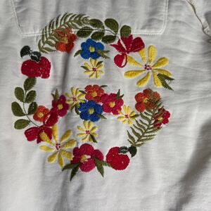 Johnny Was JW Los Angeles Sz Med Embroidered Floral Ivory Zip Hoodie Jacket